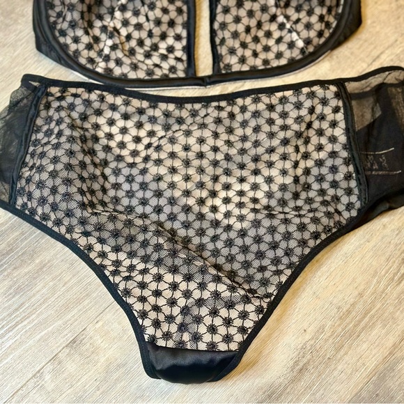 VICTORIAS SECRET LUXE LINGERIE STARBURST UNLINED SHEER MESH PLUNGE BRA SET - Picture 4 of 12